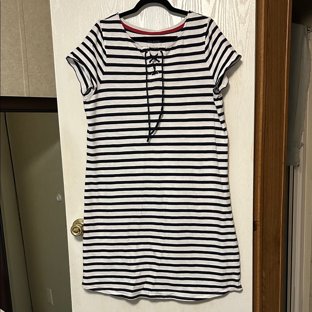 Talbots Striped Black and White Dress, Size XL